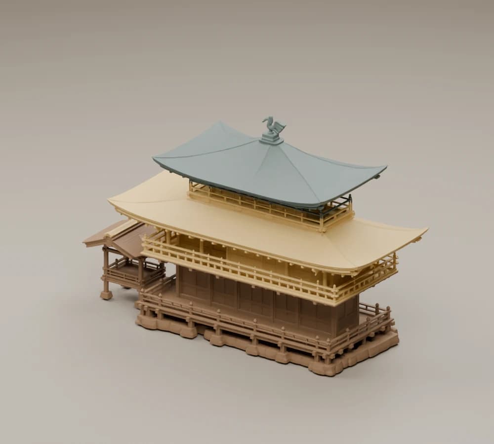 Pavillon de Kyoto — rendu 3D assemblé en couleurs