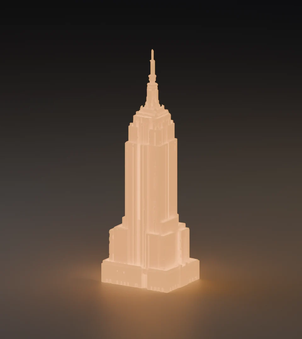 Empire State Building — rendu 3D allumé