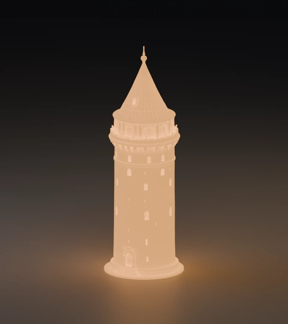 Tour de Galata — rendu 3D allumé